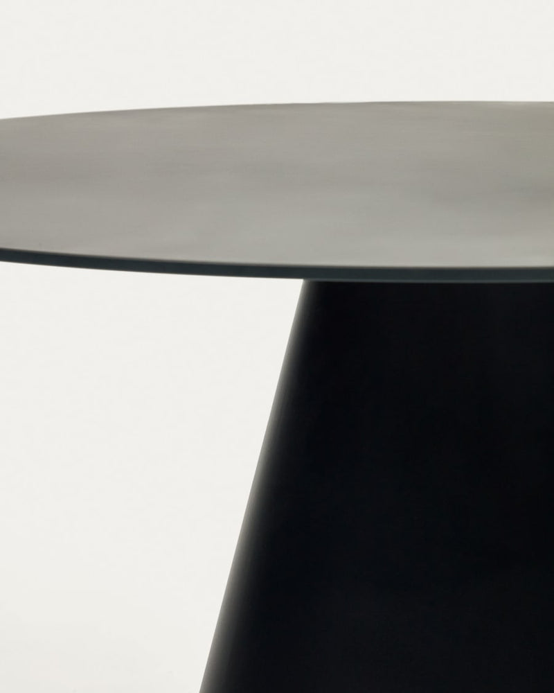 Table Wilshire — en verre trempé et métal avec finition peinture noire Ø 120 cm