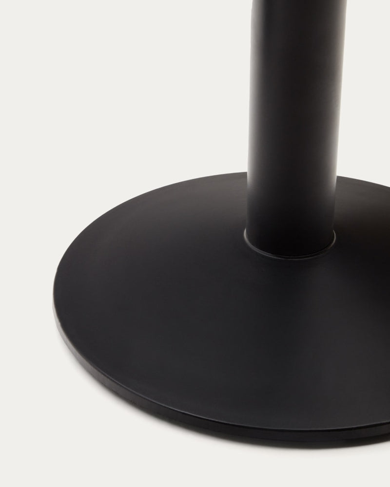 Table d'extérieur Esilda — blanche avec pied en métal et finition peinte noire  90 x 90 x 70