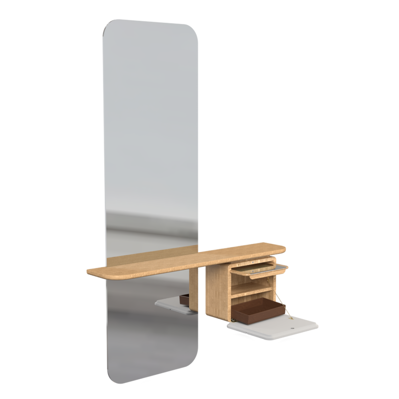 Miroir One More Look - Oak — Pearl White