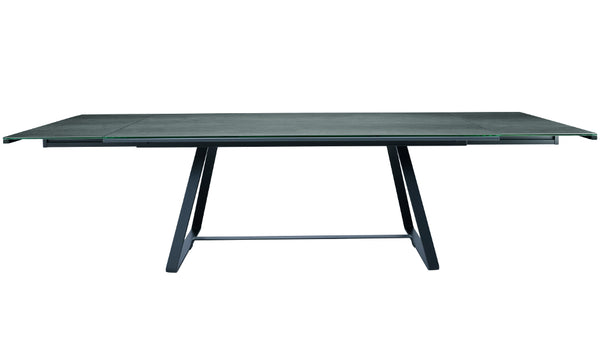 Table extensible Alfred 160-240cm — Métal noir & Verre