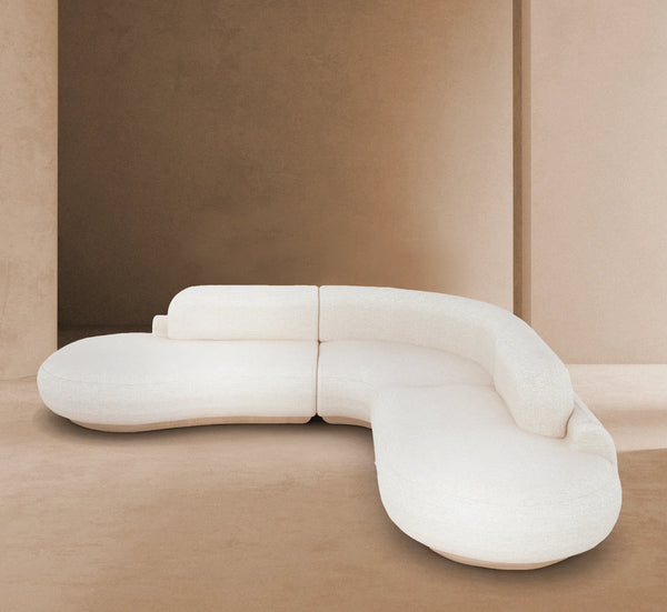 Canapé d'angle Naked — Tissu bouclé beige