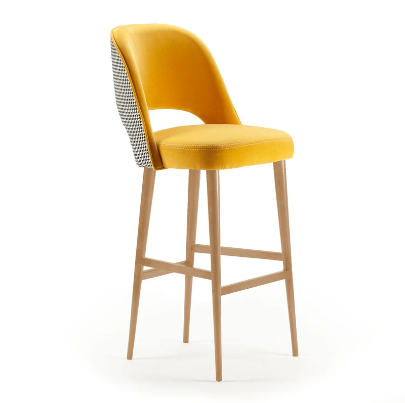 Chaise de bar Ava — Chêne & Tissu jaune