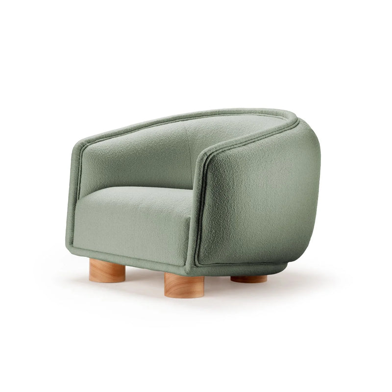 Fauteuil Charlie — bouclê celadon structure, 056-0 beech solid wood feet