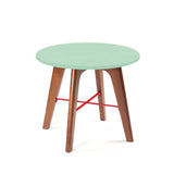 Table d'appoint en marbre Flex — side table: mint lacquered wood top, ash 056-3 solid wood feet, lipstick lacquered metal fittings