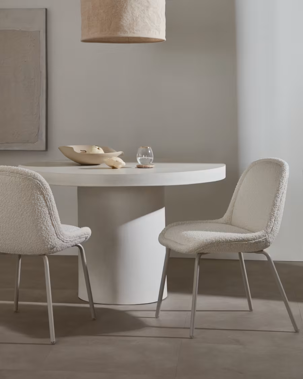 Table ronde Aiguablava — en ciment blanc Ø120 cm