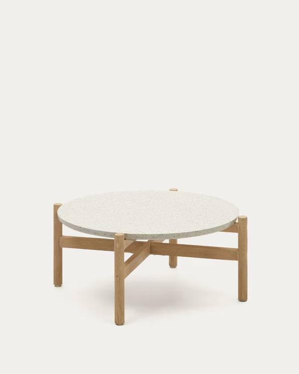 Table basse Pola — en ciment et bois d'eucalyptus