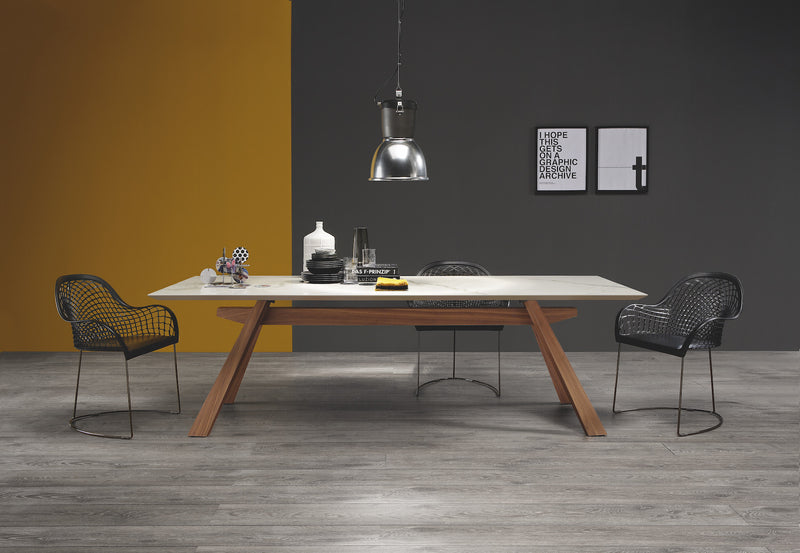 Table de diner Zeus LG 200x100 cm — Marbre blanc