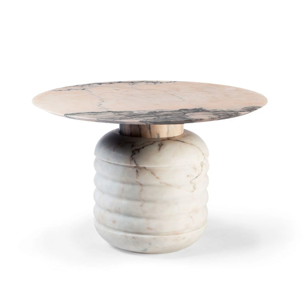 Table d'appoint Jean 38 — side table: estremoz marble base, estremoz pink marble middle part and top