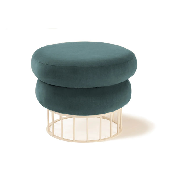 Pouf Mary — barcelona fir top, ivory lacquered metal base