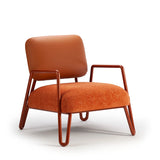 Fauteuil Miami — laser rust back, wild things terracota 07 seat, copper color lacquered metal feet, polished brass applications