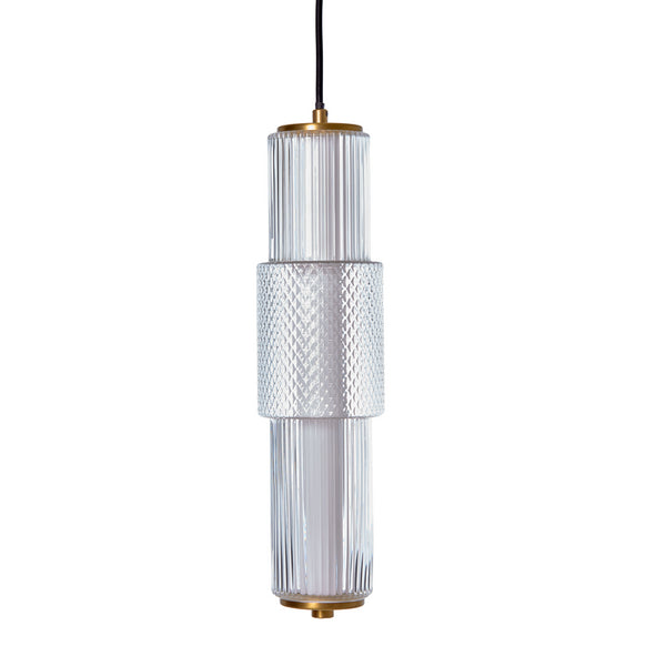 Suspension linéaire verticale 12W à LED Mojo — Laiton brossé & Clair