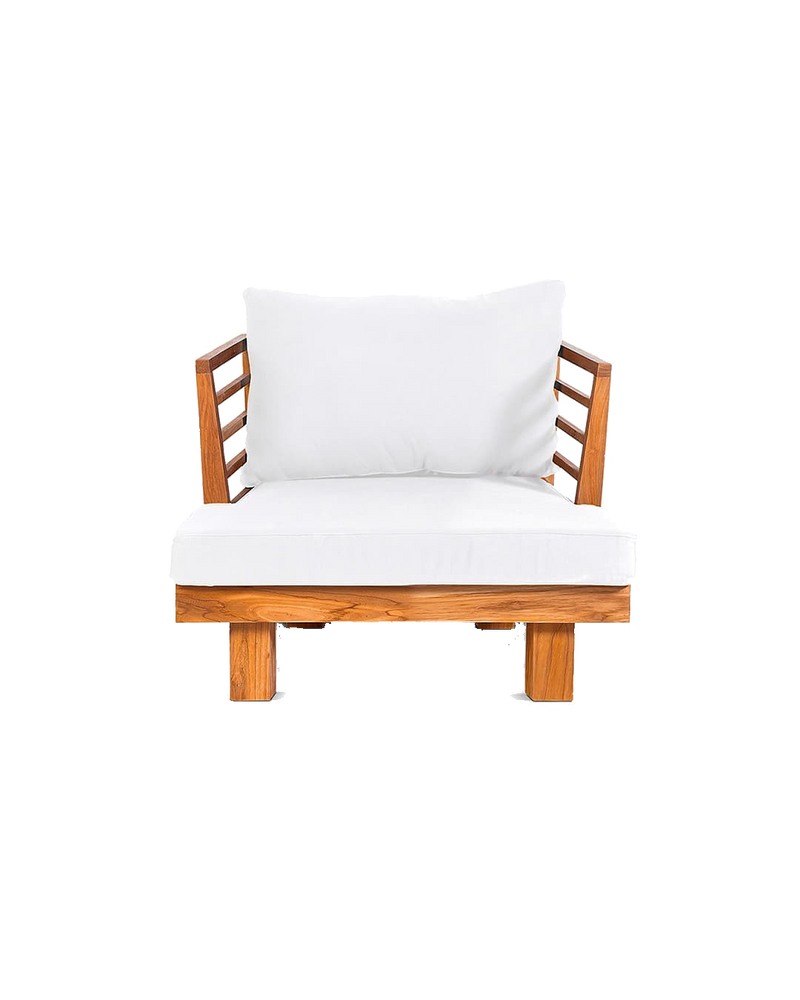 Fauteuil d'extérieur Strauss — Teck & Oléfine Blanc