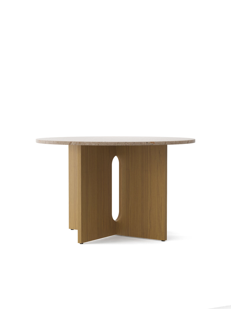 Table de diner Androgyne Ø120 en marbre — Chêne naturel