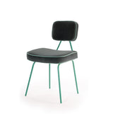 Chaise State — smooth easy clean nightshadow back and seat, smooth easy clean sage piping, mint lacquered metal structure