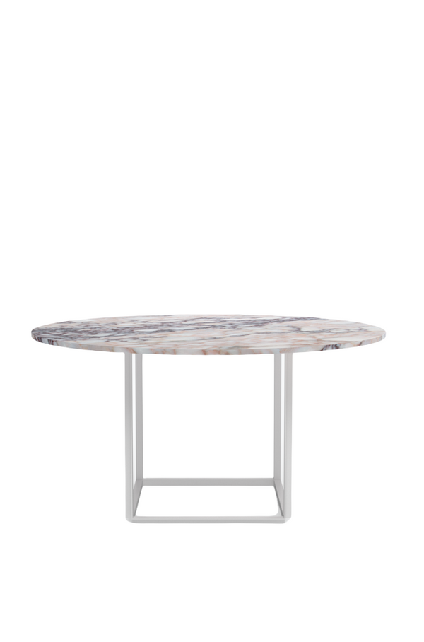 Table de diner Florence — White Viola Marble w. White Frame