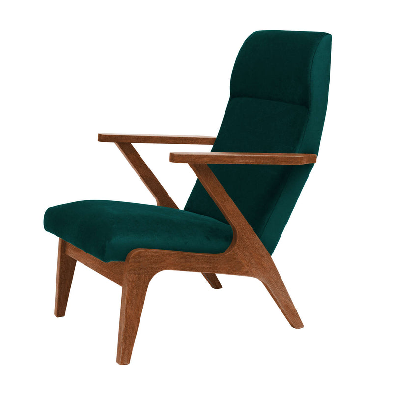 Fauteuil Apollo - Velvet Line — Walnut stain & Hunter Green