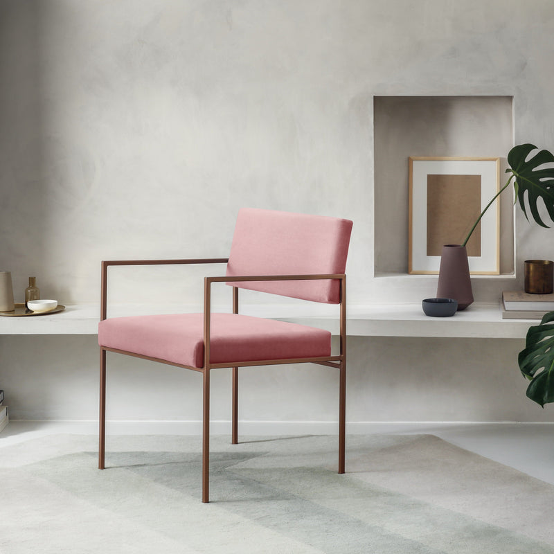 Fauteuil Cube 55 - Velvet Line — Copper & Rosa with piping