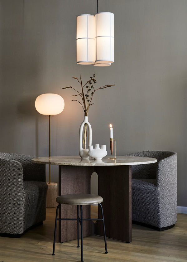 Table de diner Androgyne Ø120 en marbre — Chêne foncé