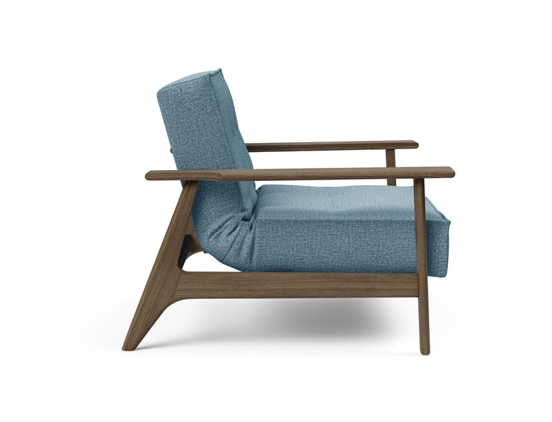 Fauteuil Splitback Chêne foncé Frej  — Bleu clair