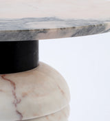 Table de diner Jean — dining table: nero marquina marble top and middle part, estremoz marble base