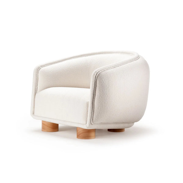 Fauteuil Charlie — bouclê snow structure, 056-0 beech solid wood feet