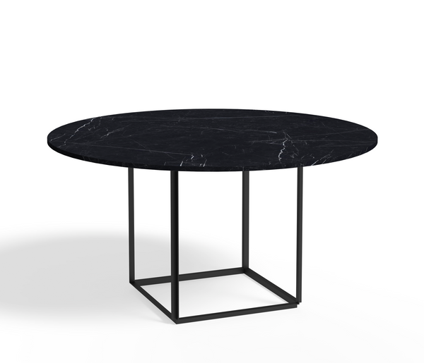 Table de diner Florence — Black Marquina Marble w. Black Frame