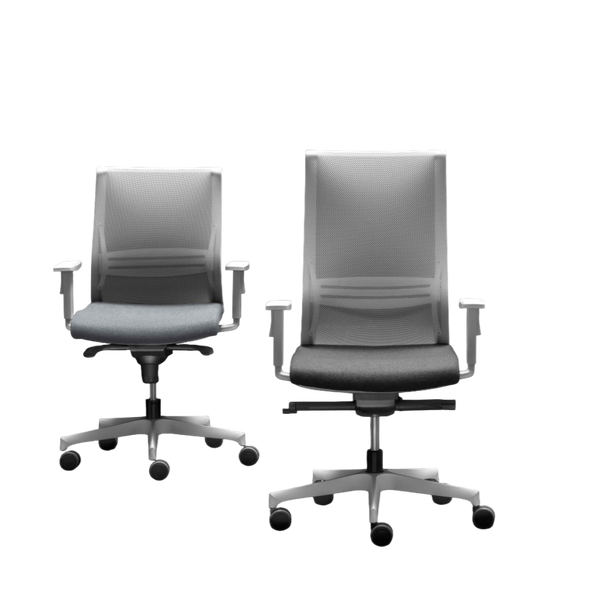 Chaise de bureau Yes basse avec accoudoirs 1D — Blanc