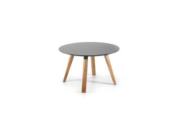 Table de diner Oblique ronde — Chêne huilé/Noir 120cm