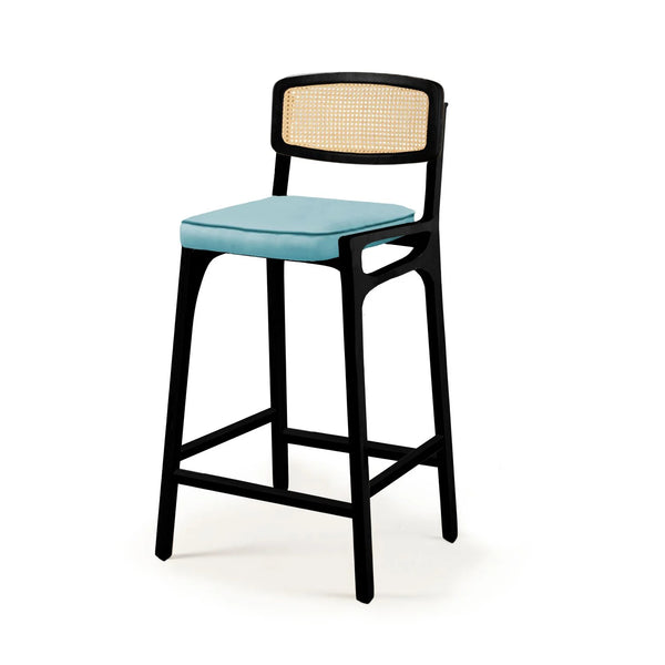 Chaise de bar Karl 2 — smooth easy clean turquoise, black lacquered wood structure