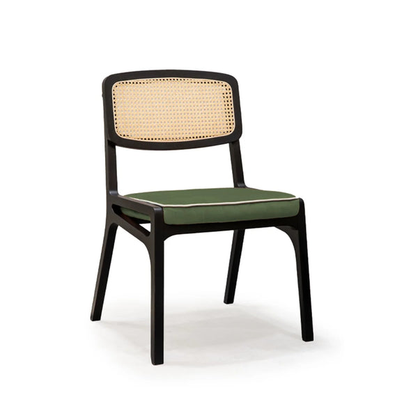 Chaise Karl 2 — paris forest, barcelona mouse piping, black lacquered wood structure