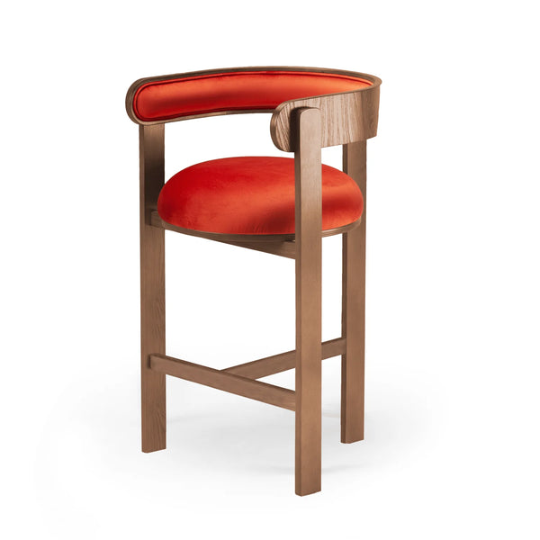 Chaise de bar Moulin — barcelona paprika, beech and plywood 056-3