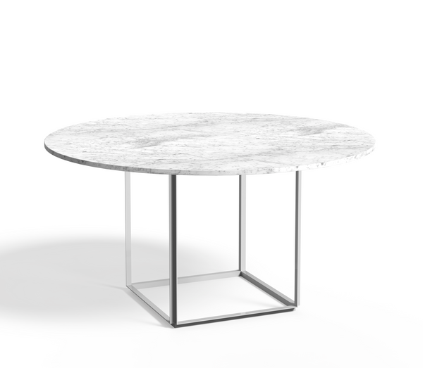 Table de diner Florence — White Carrera Marble w. White Frame